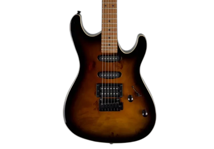 Guitarra Waldman WIS160 SBRB Spalted Brown Burst com Captadores HSS Cerâmicos e Ponte Tremolo Vintage 2 Pivôs