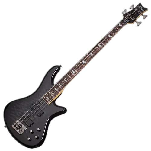Contrabaixo Schecter Stiletto Extreme-4 See-Thru Black Top Maple Figured Captadores Diamond Bass Humbucker Eletrônica Ativa 2 Bandas 2503