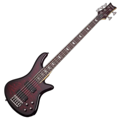 Contrabaixo Schecter Stiletto Extreme-5 Black Cherry Top Maple Figured Captadores Diamond Bass Humbucker Eletrônica Ativa 2 Bandas 2502
