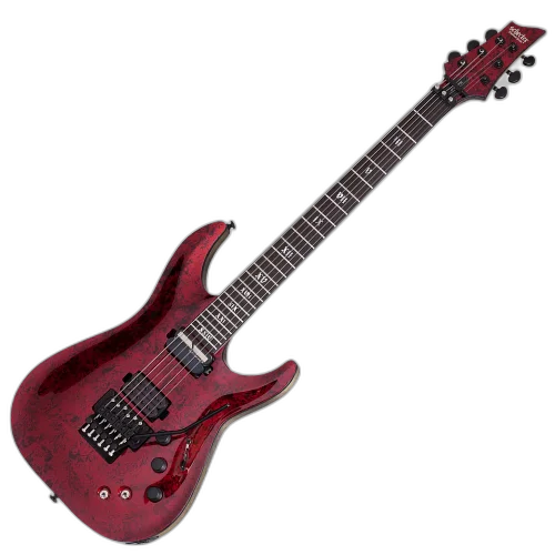 Guitarra Schecter C-1 FR S Apocalypse Red Reign com Captadores Schecter USA Apocalypse-VI e Sustainiac e Ponte Floyd Rose 1500 Series 3057