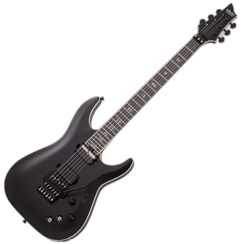 Guitarra Schecter C-1 FR-S SLS Elite Evil Twin Satin Black com Captadores Schecter USA Apocalypse-VI e Sustainiac e Ponte Floyd Rose 1500 Series 1348