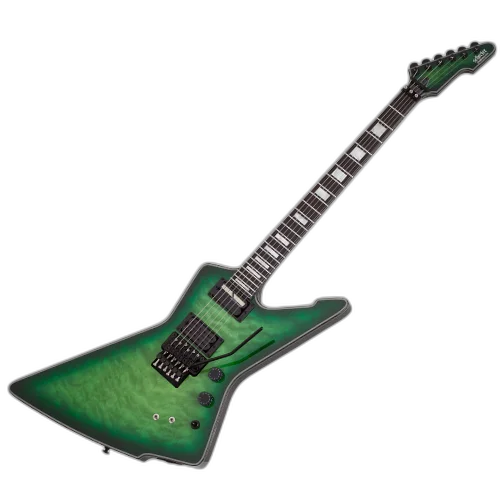 Guitarra Schecter E-1 FR S Special Edition Green Burst com Captadores Schecter USA Apocalypse-VI e Sustainiac e Ponte Floyd Rose 1500 Series 3255