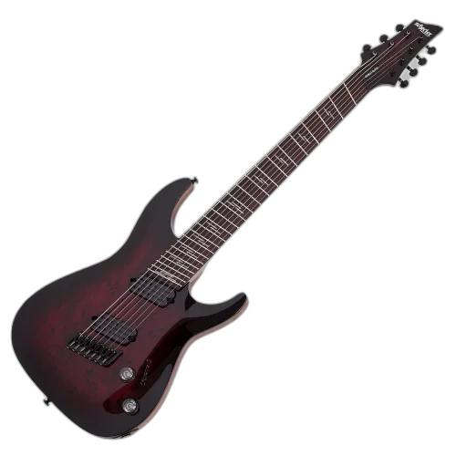 Guitarra Schecter Omen Elite-7 MS Black Cherry Burst Captadores Diamond Heretic Eletrônica 7 Cordas 2462