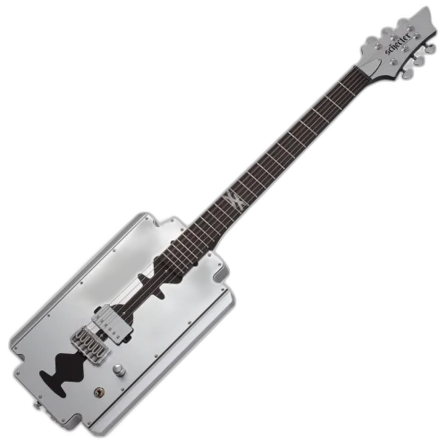 Guitarra Schecter Machine Gun Kelly Razor Blade Metallic Silver com Captador Schecter USA Pasadena Plus e Ponte Hipshot Hardtail 88