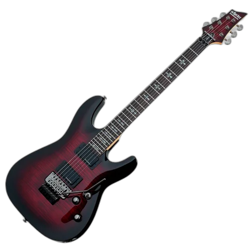 Guitarra Schecter Demon-6 FR Crimson Red Burst com Captadores Diamond Active HB-105S HH e Ponte Floyd Rose Special 3247