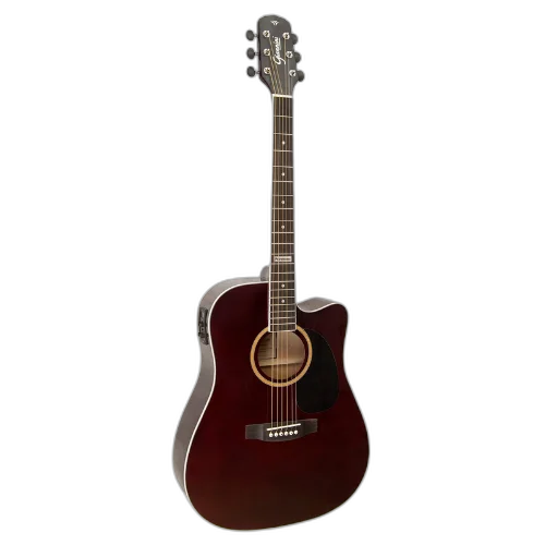 Violão Eletroacústico Giannini Performance GF-1D CEQ Translucent Dark Wine TDW com Equalizador GN-3T Ativo 3 Bandas e Afinador