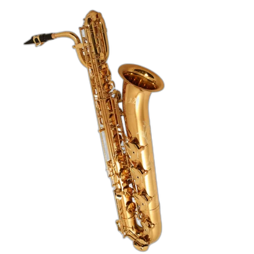Saxofone Barítono Cannonball B7-L Artist Series Gold Lacquer com Campana One-Piece Hand-Hammered e Chaves com Pedras Semipreciosas