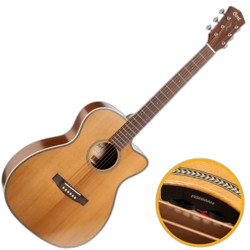 Violão Eletroacústico Cort Essence OC4 NSG Natural Semi Gloss com Tampo Sitka Spruce Sólido Torrefied Mahogany Cutaway e Pré Fishman Presys VT S-Core