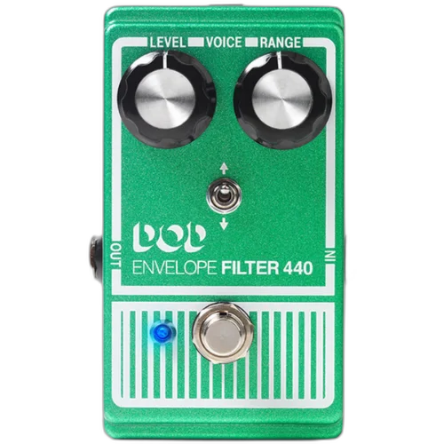 Pedal DOD Envelope Filter 440 Reissue com Controles Level Range e Switch Up/Down True Bypass
