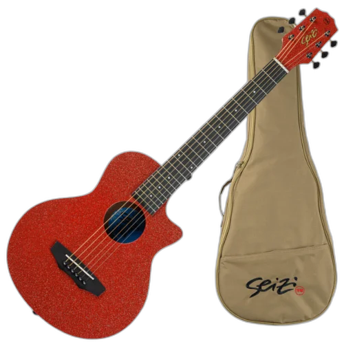 Violão Acústico Seizi Fun Panda Aço Lava Red Sparkle com Madeira Sapele Laminado e Bag 10360972