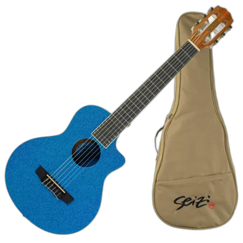 Violão Acústico Seizi Fun Panda Nylon Royal Blue Sparkle com Cordas de Nylon, Madeira Sapele Laminado e Bag 10360968