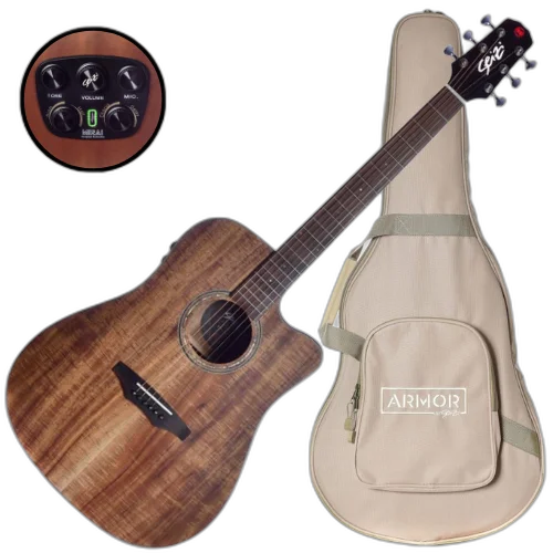 Violão Eletroacústico Seizi Supreme Kaiju Mirai Koa com Tampo Koa Sólido Pré Seizi Mirai Efeitos Reverb/Delay/Chorus Desplugado e Bag Armor 10360433