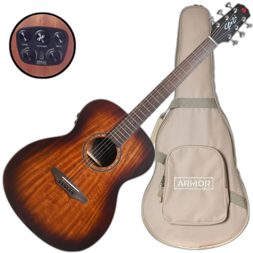 Violão Eletroacústico Seizi Supreme Fuji Mirai Koa Burst com Tampo Koa Sólido Pré Seizi Mirai Efeitos Reverb/Delay/Chorus Desplugado e Bag Armor 10360561