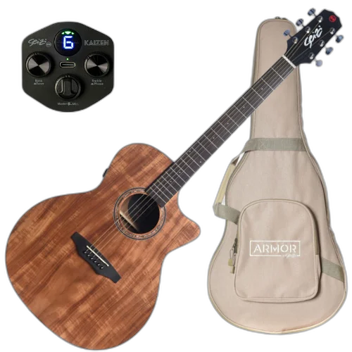 Violão Eletroacústico Seizi Ryu Cutaway Kaizen Koa Satin com Captador Seizi Kaizen Recarregável Cordas de Aço Madeira Koa Laminado e Bag 10360702