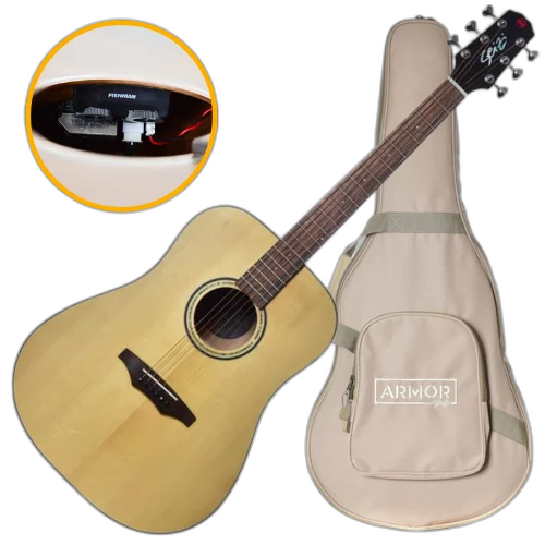 Violão Eletroacústico Seizi Supreme Kaiju Spruce Natural Satin com Captador Fishman Sonitone Cordas de Aço Madeira Mogno Laminado e Bag 10360352