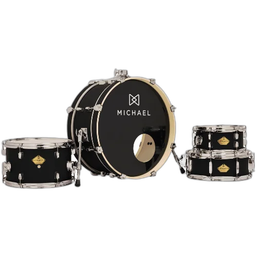 Bateria Michael Legacy Slim DML410 20" Matte Black Shell Pack com Air Float System Pés Telescópicos Automático Trava e Tom Extra Opcional