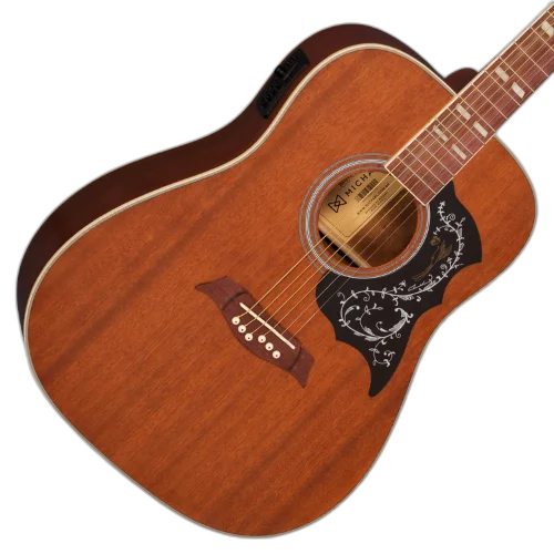 Violão Eletroacústico Michael Galaxy VM925DT MH (Mahogany) com Tampo Mahogany Pré Michael 4 Bandas Tarraxas Douradas Encordoamento Aço e Acabamento Diferenciado