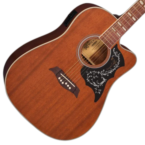Violão Eletroacústico Michael Galaxy VM925DTC MH (Mahogany) com Tampo Spruce Pré Michael 4 Bandas Tarraxas Douradas Encordoamento Aço e Acabamento Diferenciado