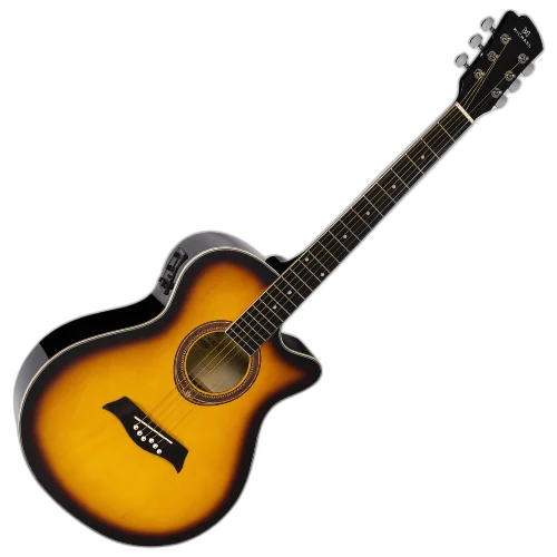 Violão Eletroacústico Michael Mini Jumbo VMA320 SB (Sunburst) com Tampo Linden Pré Michael 3 Bandas Tarraxas com Borboletas Filete Múltiplo ABS e Encordoamento Aço