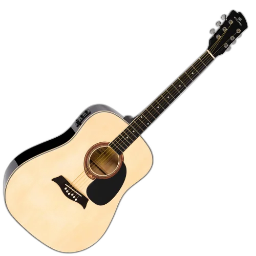 Violão Eletroacústico Michael Folk VMF360 NA (Natural) com Tampo Linden Pré Michael 3 Bandas Tarraxas com Borboletas Filete Múltiplo ABS e Encordoamento Aço