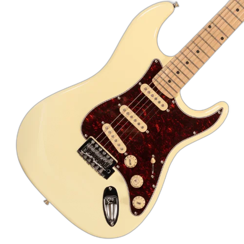 Guitarra Michael GM227N CR Cream com Corpo Basswood Braço Maple Canadense e Captadores Single Coil SSS