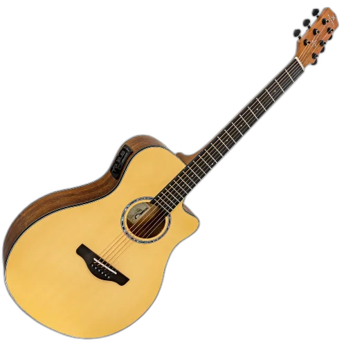 Violão Eletroacústico Michael Stellar VMS260 ST (Natural) com Tampo Spruce Pré Michael Cleverly Tarraxas Matte Black Die Cast Encordoamento Aço e Acabamento Open Pore