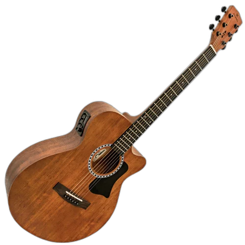 Violão Eletroacústico Michael Mysa VMM120 MH (Mahogany) com Tampo Mahogany Pré Michael Effex Tarraxas Matte Black Die Cast Encordoamento Aço e Acabamento Open Pore