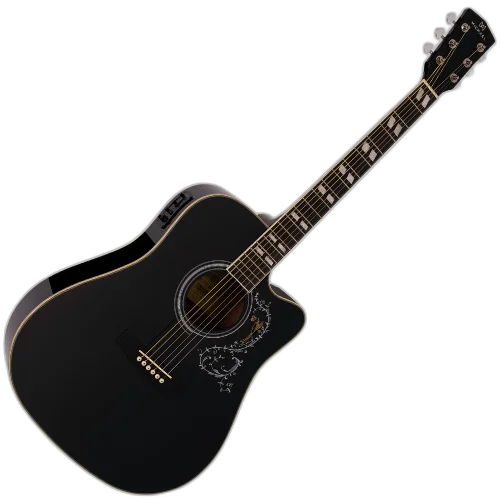 Violão Eletroacústico Michael Folk Freebird VMF420 BK (Black) com Tampo Spruce Pré Michael SE-41 Tarraxas Die Cast Encordoamento Aço e Acabamento Brilhante
