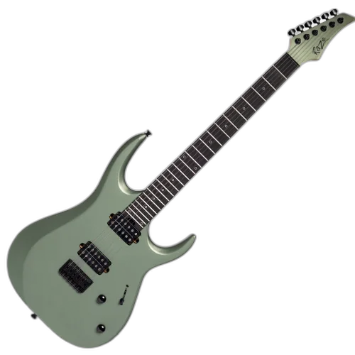 Guitarra Michael Raze GMR400 Olive Green Superstrato Humbucker Cerâmico Purple Heart Ponte Hardtail String Through