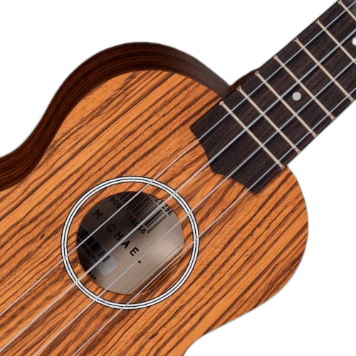 Ukulele Soprano Eletroacústico Michael MK21 ZBE Natural com Tampo Zebra Wood Fundo e Laterais Zebra Wood Braço Nato Escala Blackwood e Equalizador Michael