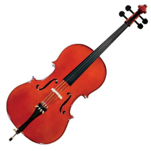 Violoncelo Michael VOM40 4/4 Avermelhado com Tampo Spruce Sólido Fundo Maple e Arco de Crina Animal