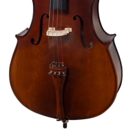 Violoncelo Michael VOM146 4/4 Avermelhado com Tampo Spruce Sólido Fundo Maple Sólido e Arco Crina Animal