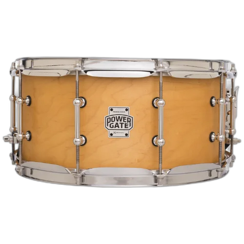 Caixa de Bateria Michael Powergate Maple PGM1465 NTS 14x6.5 Natural Satin com Fuste Maple Aros Power Hoop e Esteira 20 Fios