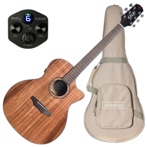 Violão Seizi Ryu Cutaway Kaizen Koa Gloss com Corpo Koa Laminado Tampo Koa Laminado Equalizador Seizi Kaizen e Tarraxas Cromadas Blindadas
