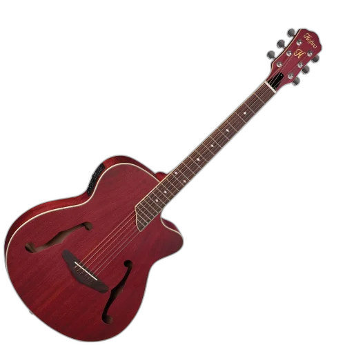Violão Eletroacústico Hofma HMF240 STRD Folk com Tampo Sapele Maciço Pré-Amplificador Audisys Promix XR Equalizador 3 Bandas Afinador Integrado Acabamento Vermelho Brilhante