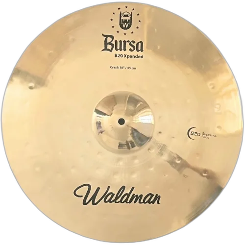 Prato de Bateria Waldman Bursa Xpanded Crash 18" Liga B20 Bronze com Som Brilhante Explosivo Ataque Definido Sustain Médio e Acabamento Tradicional para Rock Pop e Versatilidade