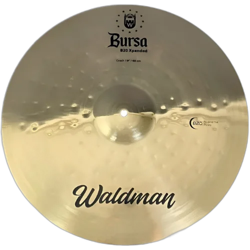 Prato de Bateria Waldman Bursa Crash 19" BURCR19 com Liga B20 Bronze Som Brilhante Explosivo Ataque Definido Sustain Médio e Acabamento Tradicional para Rock Pop Jazz Fusion e Versatilidade