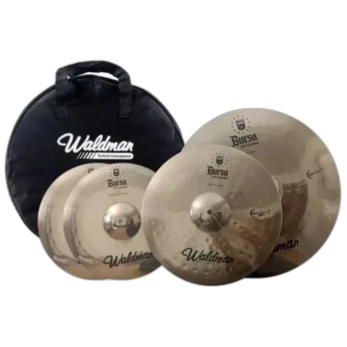 Kit Pratos Bateria Waldman Bursa Bur-141620B Liga B20 14" Hi-Hat + 16" Crash + 20" Ride com Bag Inclusa Cor Bege