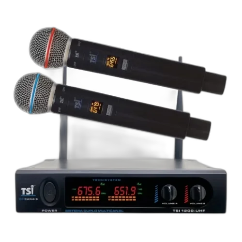 Microfone Sem Fio TSI 1200 UHF com Receptor Display Digital 96 Canais e Processo Exclusivo Ghostless text