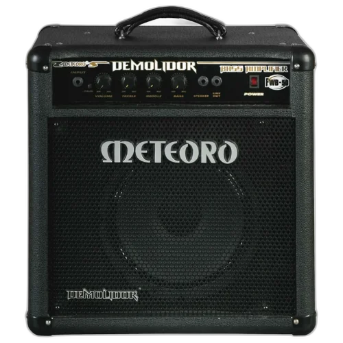 Amplificador Meteoro Demolidor FWB50 50W 10 Polegadas para Contrabaixo com Equalizador 3 Bandas Entrada Auxiliar Saída de Fones e Falante 10" para Prática e Ensaios