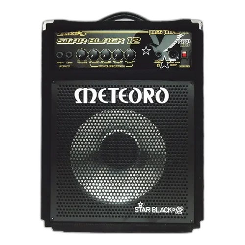 Amplificador Meteoro Star Black 12 130W 12 Polegadas para Contrabaixo com Falante 12" Tweeter Piezo EQ 4 Bandas Entradas Ativa/Passiva e Saída Balanceada para Som Claro Definido e Potente