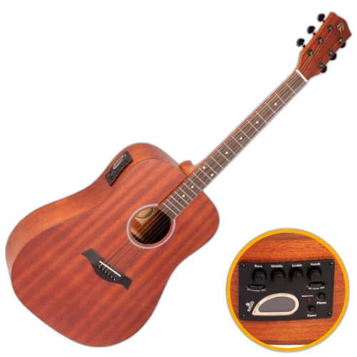Violão Eletroacústico Aço Marquês VA-232 MGS EQ Mahogany Fosco com Corpo Folk Cutaway e Pré MET-A08 4 Bandas Afinador Microfone Interno