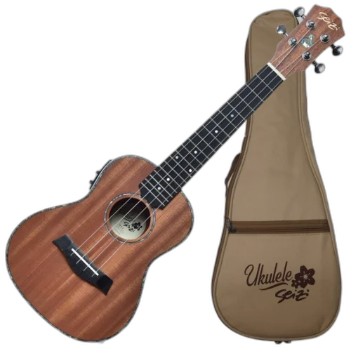 Ukulele Concerto Eletroacústico Seizi Maui Plus Concert Sapele Nut e Rastilho em Osso Roseta em Abalone Friso em Abalone Encordoamento Aquila e Logo no Headstock e Bag 10360227