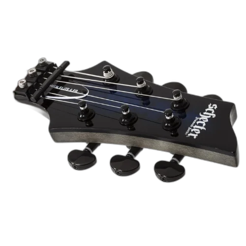 Guitarra Schecter Omen Elite-6 FR See Thru Blue Burst com Corpo em Mogno e Braço Maple Bolt-on Perfil Thin Escala em Rosewood com Captadores Schecter Diamond Heretic HH Ponte Floyd Rose Special 2455