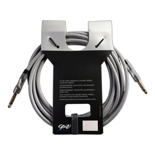 Cabo Seizi Cable Energy P10 x P10 Silver Grey 6m para Guitarra Violão Contrabaixo Ukulele 10360996