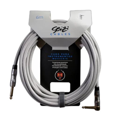 Cabo Seizi Cable Energy P10 x P10L Silver Grey 6m para Guitarra Violão Contrabaixo Ukulele 10360997