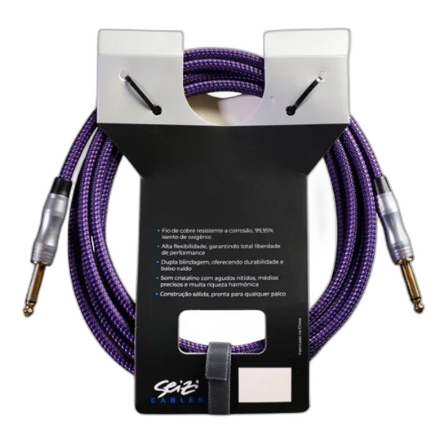 Cabo Seizi Cable Energy P10 x P10 Black Purple 3m para Guitarra Violão Contrabaixo Ukulele 10360998
