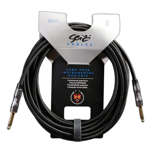 Cabo Seizi Cable Energy P10 x P10 Black 6m para Guitarra Violão Contrabaixo Ukulele 10361020