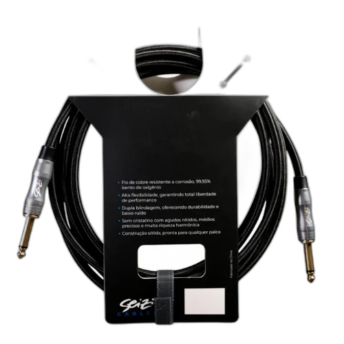 Cabo Seizi Cable Energy P10 x P10 Black 6m para Guitarra Violão Contrabaixo Ukulele 10361020