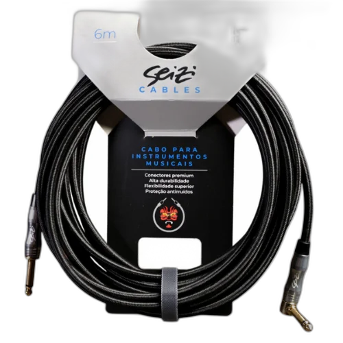 Cabo Seizi Cable Energy P10 x P10L Black 6m para Guitarra Violão Contrabaixo Ukulele 10361021